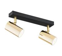 Luminosa Lighting Luminosa Lagos Twin Ceiling Spotlight Brass Steel, Black Structure