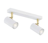 Luminosa Lighting Luminosa Lagos Twin Ceiling Spotlight White Structure, Brass Elements