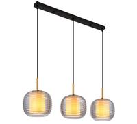 Luminosa Lighting Luminosa Lampigna Bar Pendant Ceiling Light Matt Black Smoke Glass Shade 3X E27