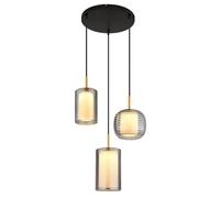 Luminosa Lighting Luminosa Lampigna Cluster Pendant Ceiling Light Matt Black Opal Glass Shade 3X Led 3000K