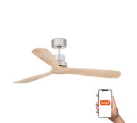 Luminosa Lighting Luminosa Lantau Large 3 Blade Ceiling Fan Satin Nickel, Pine Tuya Smart System