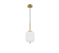 Luminosa Lighting Luminosa Lato 16.5Cm Globe Pendant Ceiling Light Opal Glass Antique Brass Metal Black Fabric Wire Led E14