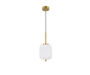 Luminosa Lighting Luminosa Lato 16.5Cm Globe Pendant Ceiling Light Opal Glass Antique Brass Metal Black Fabric Wire Led E14