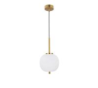 Luminosa Lighting Luminosa Lato 18.5Cm Globe Pendant Ceiling Light Opal Glass Antique Brass Metal Black Fabric Wire Led E14