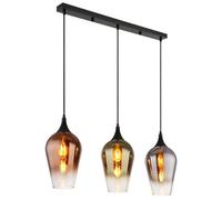 Luminosa Lighting Luminosa Lavus Bar Pendant Ceiling Light Matt Black Copper Glass Shade 3X E27