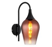 Luminosa Lighting Luminosa Lavus Dome Wall Lamp Matt Black Copper Glass Shade 1X E27