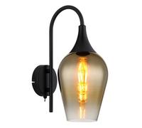 Luminosa Lighting Luminosa Lavus Dome Wall Lamp Matt Black Gold Colors Glass Shade 1X E27