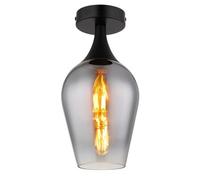 Luminosa Lighting Luminosa Lavus Semi Flush Ceiling Light Matt Black Chromed Glass Shade 1X E27