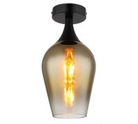 Luminosa Lighting Luminosa Lavus Semi Flush Ceiling Light Matt Black Gold Colors Glass Shade 1X E27