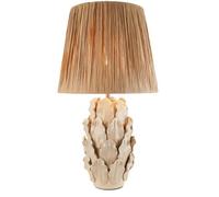Luminosa Lighting Luminosa Layered Leaf Ivory Crackle Glaze Table Lamp With Natural Raffia Raffia Shade 32Cm B22