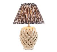 Luminosa Lighting Luminosa Layered Leaf Ivory Crackle Glaze Table Lamp With Pearl Grey Fabric Ikat Shade 30Cm B22