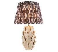 Luminosa Lighting Luminosa Layered Leaf Ivory Crackle Glaze Table Lamp With Pearl Grey Fabric Ikat Shade 35Cm B22