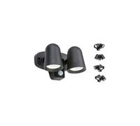 Luminosa Lighting Luminosa Led Black Twin Spot Floodlight With Pir, 230V Ip65 18W