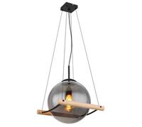 Luminosa Lighting Luminosa Leona Globe Pendant Ceiling Light Matt Black Smoke Glass Shade 1X E27