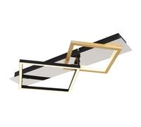 Globo Lesina LED ceiling light, 2-bulb, gold/black, aluminium