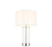 Luminosa Lighting Luminosa Lessina Base & Shade Table Lamp, Bright Nickel Plate, Glass, Vintage White Fabric