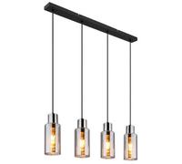 Luminosa Lighting Luminosa Lidaria Bar Pendant Ceiling Light Matt Black Smoke Glass Shade 4X E27