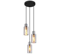 Luminosa Lighting Luminosa Lidaria Cluster Pendant Ceiling Light Matt Black Smoke Glass Shade 3X E27