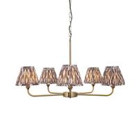 Luminosa Lighting Luminosa Lille Antique Brass Plate Pendant Light With Pearl Grey Fabric Ikat Shade 16Cm 5X B22
