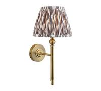 Luminosa Lighting Luminosa Lille Antique Brass Plate Wall Light With Pearl Grey Fabric Ikat Shade 20Cm B22