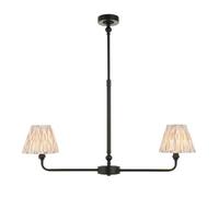 Luminosa Lighting Luminosa Lille Matt Black Pendant Light With Neutral Print Fabric Ikat Shade 16Cm 2X B22