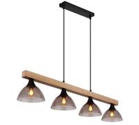 Luminosa Lighting Luminosa Lindi Bar Pendant Ceiling Light Matt Black Smoke Glass Shade 4X E14