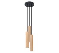 Luminosa Lighting Luminosa Lino Cluster Pendant Ceiling Light, Natural Wood, 3X Gu10