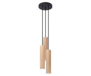 Luminosa Lighting Luminosa Lino Cluster Pendant Ceiling Light, Natural Wood, 3X Gu10