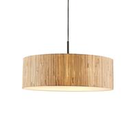 Luminosa Lighting Luminosa Longshore Cylindrical Pendant Ceiling Light Natural Seagrass, Matt Black & White Fabric 3X E14