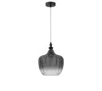 Luminosa Lighting Luminosa Loni Dome Pendant Ceiling Light Matt Black Metal Smoky Grey Glass Led E27