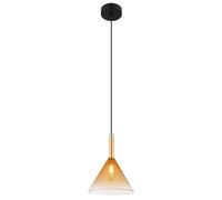 Luminosa Lighting Luminosa Lopusa Dome Slim Pendant Ceiling Light Matt Black Amber Glass Shade 1X G9
