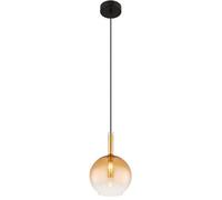 Luminosa Lighting Luminosa Lopusa Globe Slim Pendant Ceiling Light Matt Black Amber Glass Shade 1X G9