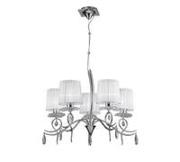 Luminosa Lighting Luminosa Louise Ceiling Chandelier 5 Light E27 With White Shades Polished Chrome/clear Crystal