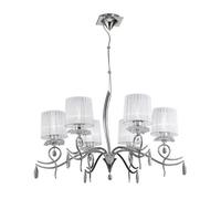 Luminosa Lighting Luminosa Louise Ceiling Chandelier 6 Light E27 With White Shades Polished Chrome/clear Crystal
