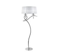 Luminosa Lighting Luminosa Louise Floor Lamp 2 Light E27 With White Shade Polished Chrome, Clear Crystal