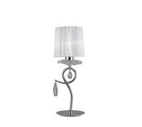 Luminosa Lighting Luminosa Louise Table Lamp 1 Light E27 With White Shade Polished Chrome, Clear Crystal