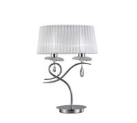 Luminosa Lighting Luminosa Louise Table Lamp 2 Light E27 Large With White Shade Polished Chrome, Clear Crystal