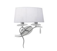 Luminosa Lighting Luminosa Louise Wall Lamp Right 2 Light E27 With White Shade Polished Chrome, Clear Crystal