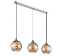Luminosa Lighting Luminosa Lourdes Bar Pendant Ceiling Light White Balls Chromed Glass Shade 3X E27