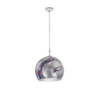 Luminosa Lighting Luminosa Luna Designer Glass Dome Pendant Light Polished Chrome 1X E27 - Kiss Silver Pattern