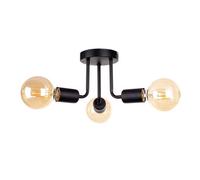 Luminosa Lighting Luminosa Luna Multi Arm Semi Flush Ceiling Light Black, 25Cm, 3X E27