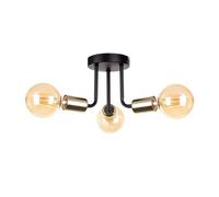 Luminosa Lighting Luminosa Luna Multi Arm Semi Flush Ceiling Light Black, Gold, 25Cm, 3X E27