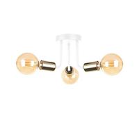 Luminosa Lighting Luminosa Luna Multi Arm Semi Flush Ceiling Light White, Gold, 25Cm, 3X E27