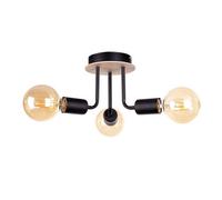 Luminosa Lighting Luminosa Luna Multi Arm Semi Flush Ceiling Light Wood, Black, 25Cm, 3X E27