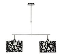 Luminosa Lighting Luminosa Lupin Linear Pendant 2 Light E27, Gloss Black, White Acrylic, Polished Chrome