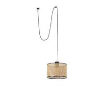 Mambo Black Rattan Cylindrical Pendant Lamp Ø320 With Plug Netlighting Black One Size