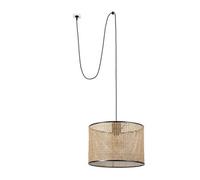 Mambo Black Rattan Cylindrical Pendant Lamp Ø450 With Plug Netlighting Black One Size
