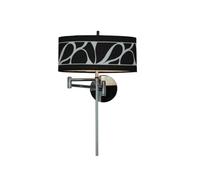 Luminosa Lighting Luminosa Manhattan Wall Lamp 1 Light E14 Swing Arm, Polished Chrome With Black Patterned Shade