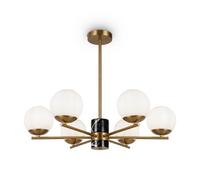 Luminosa Lighting Luminosa Marble Modern Multi Arm Pendant Ceiling Light Brass 6Xe27 White Shade