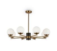 Luminosa Lighting Luminosa Marble Modern Multi Arm Pendant Ceiling Light Brass 8Xe27 White Shade